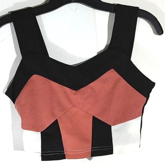 ZAFUL BLACK WHITE PINK CROP TANK TOP MINI SKIRT 2 PIECE SET SIZE 4 NWT - Picture 4 of 9